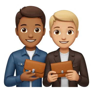 persona devolviendo billetera a otra persona una persona canela y otra persona blana, pero que esten felices sticker