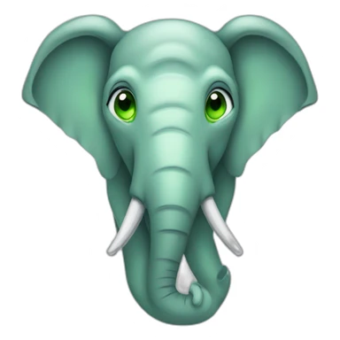 elephant head with big ears and a long trunk, big green eyes with tears sticker