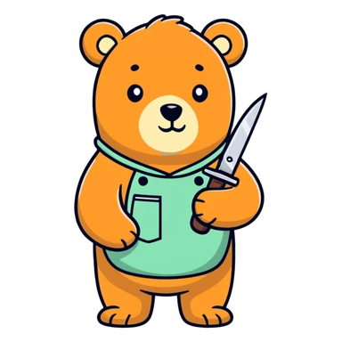 Bear with knife sticker