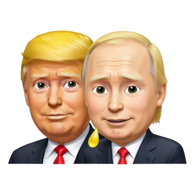 Trump soaked by yellow rain with Putin smiling  sticker