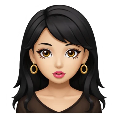 Gyaru girl black hair glossy lips sticker