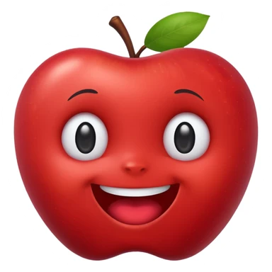 lububu happy expression, apple emoji style, simple bright, rounded, playful sticker