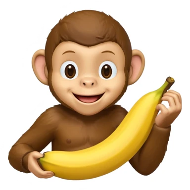 Curious George monkey peeling a banana sticker