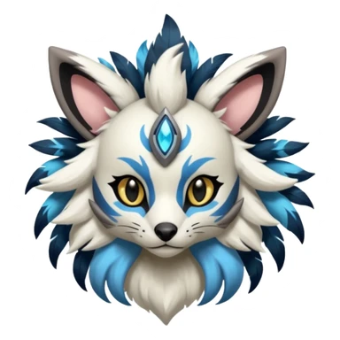 Futuristic furry fluffy floofy feathery tribal marked Genet-Absol-Kyurem-Zeraora-Primagen-fusion-creature  sticker
