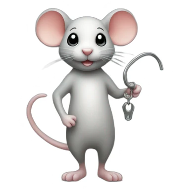 Standing mouse figure has a hook sticker