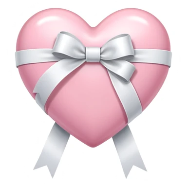Light Pink heart with white ribbon sticker