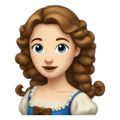 The folk french  woman dance, blue eyes, brown hair sticker