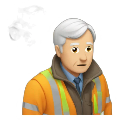 old man watching construction works in the street sticker