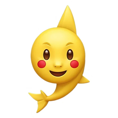 yellow emoji with red cheeks and pointy ears, small lightning bolt tail, 3D emoji style, 1:1
 sticker