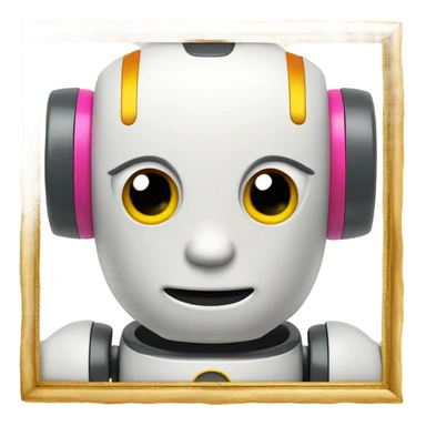 picture of a cute robot in a gold frame sticker