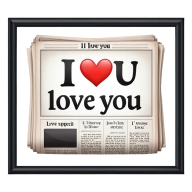Newspaper says I love you sticker