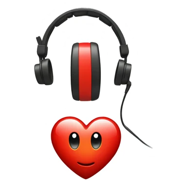 a red heart with headphone sticker