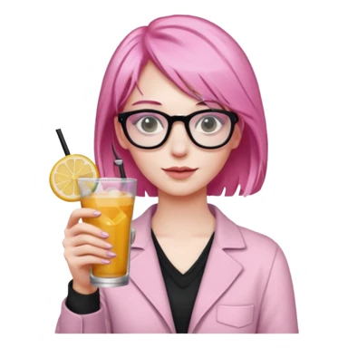 pink haired drink holder with glasses  sticker