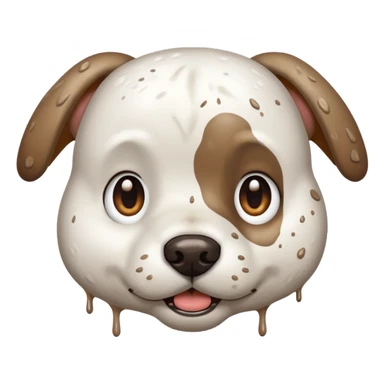 very muddy and dirty white dog face  sticker