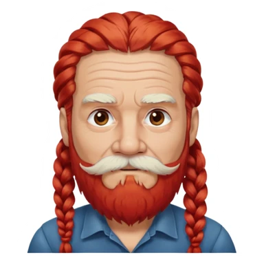 very old, white bearded and white mustached, red long haired, braided, earringed sticker
