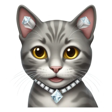 Cat with diamond necklace and diamond teeth sticker