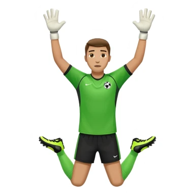 soccer goalkeeper green shirt, shorts football boots arms up sticker