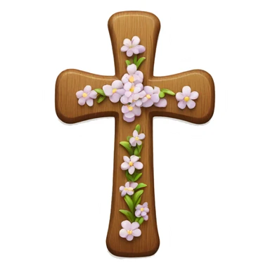 Wooden Christian cross with small flowers on it sticker