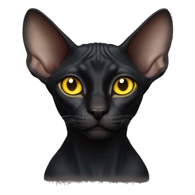 Black sphinx cat with yellow eyes sticker