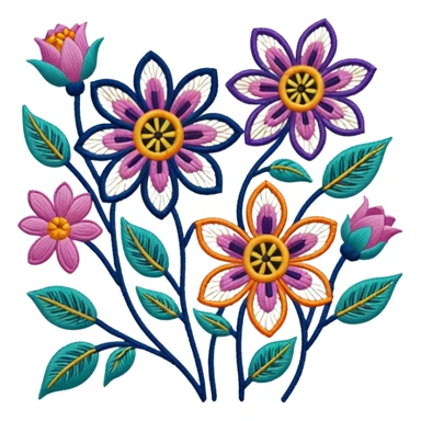 flower patterned embroidery canvas sticker