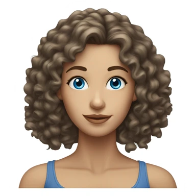 Blue-eyed Caucasian brunette woman with long curly hair  sticker