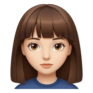 a beautiful girl with straight brown hair and bangs with brown eyes sticker