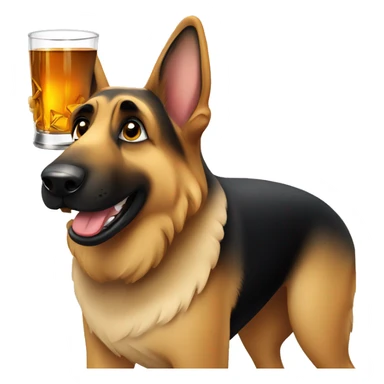 German shepherd drinking whiskey sticker
