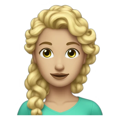 woman with blonde hair, a curly ponytail, and blue and green eyes sticker