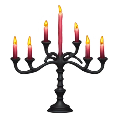 black seven-branched candelabrum with burgundy flames sticker