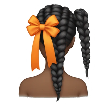 Long braid with Orange bow sticker