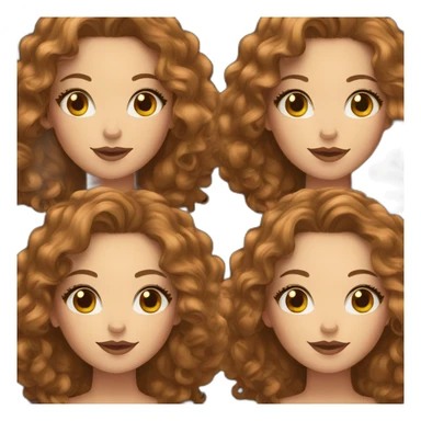 White Girl with long brown curly hair and makeup sticker