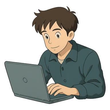 guy using laptop sticker