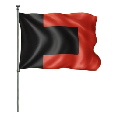 "A black and red rectangle with a medium sized yellow circle in the middle flag sticker