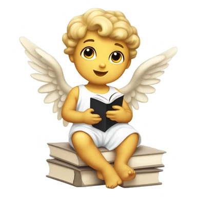 Little cherub, angel reading a magazine sticker