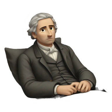 A sick man on a bed in 1870 with normal face sticker