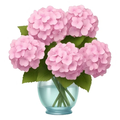 bouquet of soft pink hydrangeas in a vase sticker