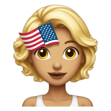 Sexy girl with American flag sticker