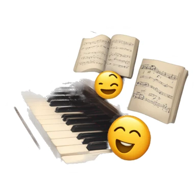 Piano with notes 🎶 around the piano and some headphones on the piano sticker