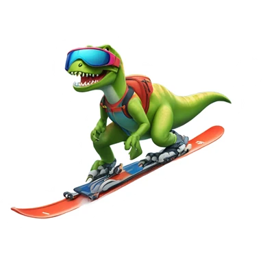 Dinosaur skiing sticker