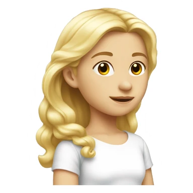 caucasian blonde little girl in white skirt, side view sticker