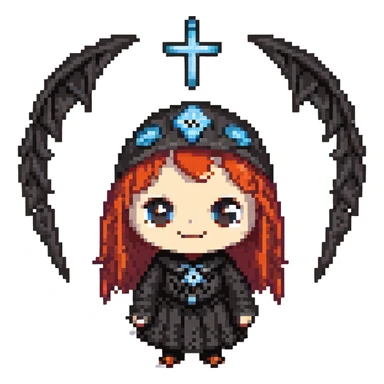 pink and black gothic phone case, big eyes, smiling, playful, cartoonish, gothic symbols sticker