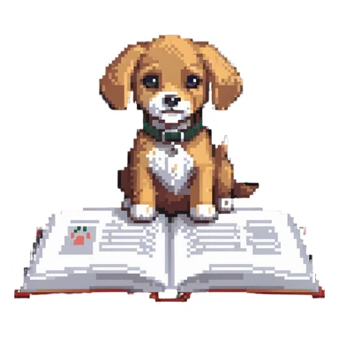 Dog with paws on an open book sticker
