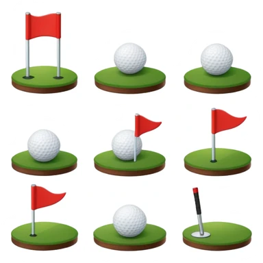 “Create a set of simple, cute, flat-style emojis themed around golf.  Designed in classic emoji style, consistent and expressive.” sticker