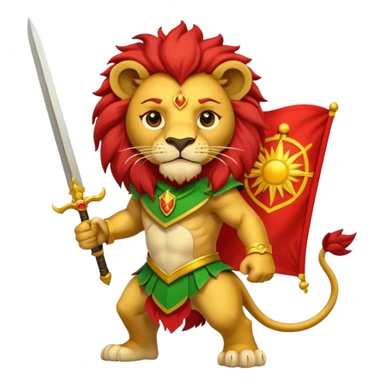 A lion with a sword and the sun on top of it and on the top green and bottom red flag sticker