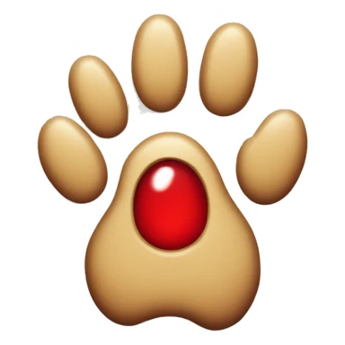 Paw of a dog with red nail polish sticker