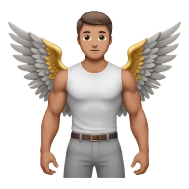 winged man in pants and a shirt with no halo sticker