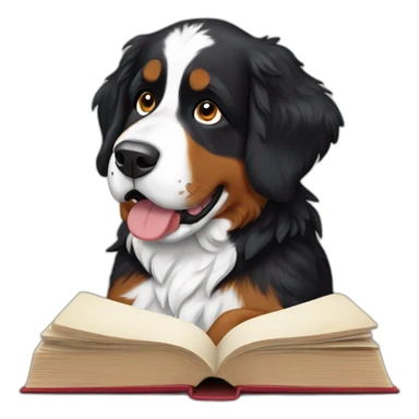 bernese mountain dog reading a book sticker