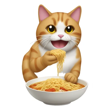 Cat eat ramen sticker