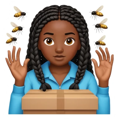 Fat black hair with box braids swatting flies sticker