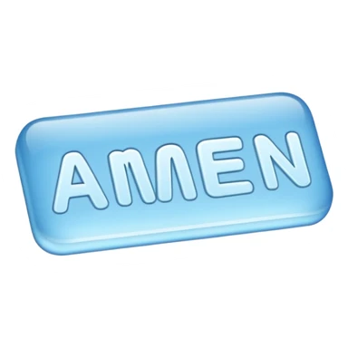 light blue word "amen" simple font in rectangle sticker